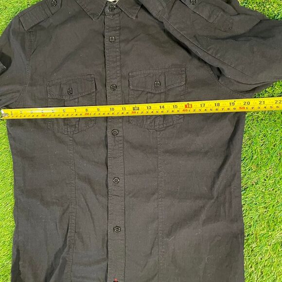 Sovereign Code Solid Black Button Up casual dress shirt with relaxed fit small - Picture 3 of 5